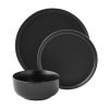 Alessandra Matte Black 12-Piece Stoneware Dinnerware Set - Black