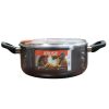 4.8 Quart Nonstick Charcoal Exterior Caldero or Dutch Oven with Glass Lid for Cooking or Serving - Black