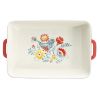 Sweet Romance Blossoms Red, Teal 2-Piece Rectangular Ceramic Baking Dish - Multicolor