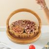 Bamboo Foldable Fruit Storage Basket Creative Collapsible Fruit Candy Plate Nuts Snacks StorageTray Home Decoration Gift Basket - love