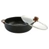 6.9QT Black Stone Aluminum Nonstick Caldero (Dutch Oven) with Wood Look Handles & Knob - Black