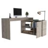 Axis Modern L-Shaped Computer Desk with Open & Closed Storage -Light Gray - as Pic