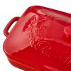 Fancy Flourish Rectangular Stoneware Casserole with Lid - red