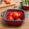 1pc Silicone Folding Drain Basket Fruit Vegetable Washing Basket Foldable Strainer Colander Collapsible Drainer Kitchen Storage Tool - Orange2 - Large