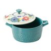 Floral 13-Ounce Assorted Color Casseroles with Lid, Set of 4 - Multicolor