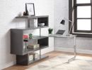 ACME Raceloma Writing Desk w/Shelf, Clear Glass, Gray & Chrome Finish 93181 - as Pic