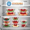 24-Piece Glass Food Storage Set with Locking Hinge Red Lids - Superior Quality - red