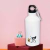 Biggdesign Cats Aluminum Flask with Carabiner 400 ml - White