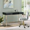 ACME Ottey Writing Desk, Black High Gloss & Gold Finish 93540 - as Pic