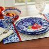 Heritage Floral 12-Piece Stoneware Dinnerware Set - blue