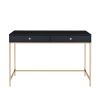 ACME Ottey Writing Desk, Black High Gloss & Gold Finish 93540 - as Pic