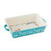 Sweet Romance Blossoms Red, Teal 2-Piece Rectangular Ceramic Baking Dish - Multicolor