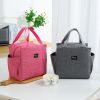 1pc Thermal Insulation Solid Color Double Pocket Large Capacity Bento Pack; Cationic Lunch Box - Black