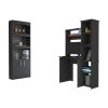 Detroit 2 Piece Office Set, Dozza Bookcase + Aramis Desk, Black - as Pic