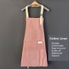 1pc Adjustable Kitchen Cooking Apron Cotton And Linen Machine Washable With 2 Pockets - Green