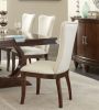 Modern Traditional 5pc Dining Set Table with Extension Leaf and 4 Upholstered Chairs Dark Cherry Finish Wooden Kitchen Dining Furniture - as Pic