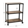 Charm 3 Shelf Mobile Kitchen Serving Cart - black