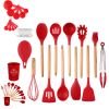 33pcs Set Wooden Handle Silicone Kitchen Utensils 33 Pieces Set Silicone Spoon Shovel Kitchen Gadgets Set Silicone Kitchen Utensils - Light Green