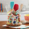 Floral Medley 3-Compartment Ceramic Utensil Holder - Multicolor