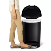 50L Semi Round Plastic Step Trash Can - black.