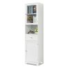 2 Doors 1 Pumping 1 Shelf Bathroom Cabinet White - as picture