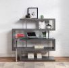 ACME Raceloma Writing Desk w/Shelf, Clear Glass, Gray & Chrome Finish 93181 - as Pic