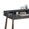 Roskilde Mid-Century Modern Wood Writing Desk with Hutch, Grey - as Pic