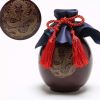 17oz Brown Ceramic Wine Jar Chinese Style Empty Wine Flask Dragon Wine Bottle Small Flagon - Default