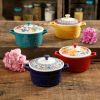 Floral 13-Ounce Assorted Color Casseroles with Lid, Set of 4 - Multicolor