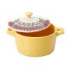 Floral 13-Ounce Assorted Color Casseroles with Lid, Set of 4 - Multicolor