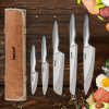 Hecef 11-Piece Kitchen Knife Set, Stonewashed Steel Ultra Sharp Japanese Chef knives with Roll Bag and Sheaths - Hecef