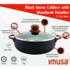 6.9QT Black Stone Aluminum Nonstick Caldero (Dutch Oven) with Wood Look Handles & Knob - Black