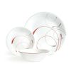 Splendor, White and Red Round 12-Piece Dinnerware Set - white